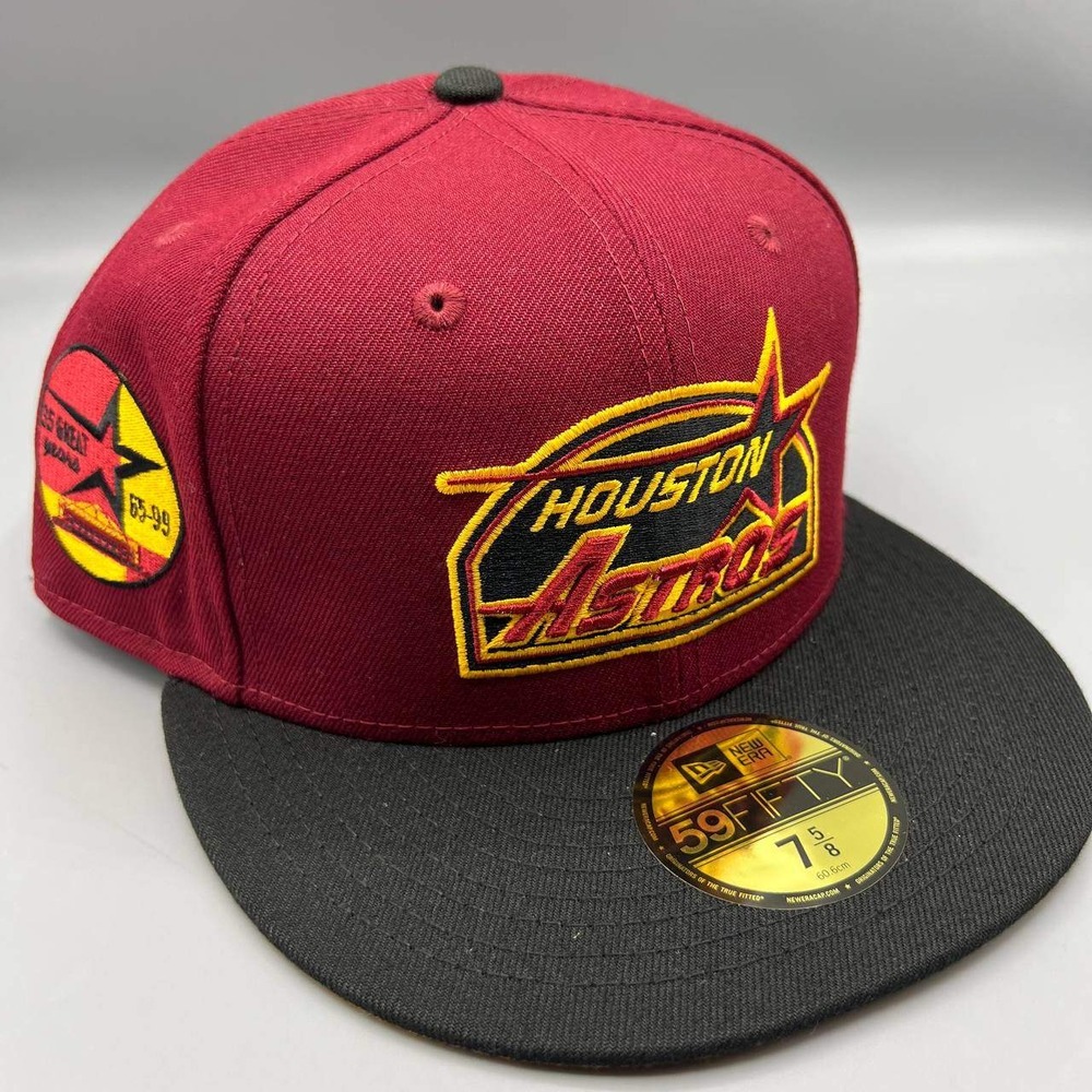Houston Astros Hat Men 7 5/8 Red Yellow 59Fifty New Era MLB Fitted Cap
